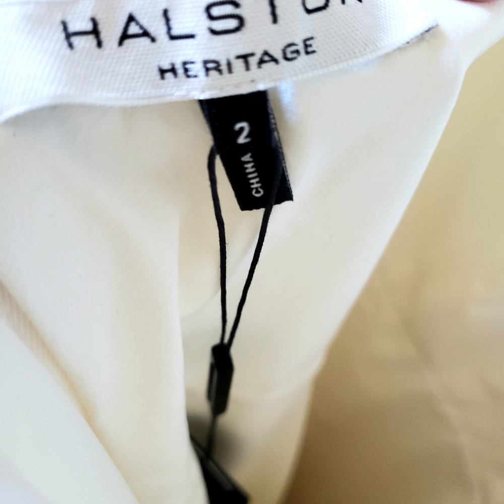 🌱 NWT Halston Heritage A-Line Printed Halter Mini Dress White Size XS/2 - Picture 9 of 12